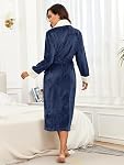 RONGTAI Plush Fleece Bathrobe for Women, Long Robe with Two Side Pockets and Belt, Warm and Cozy Fluffy Sleepwear Nightgown