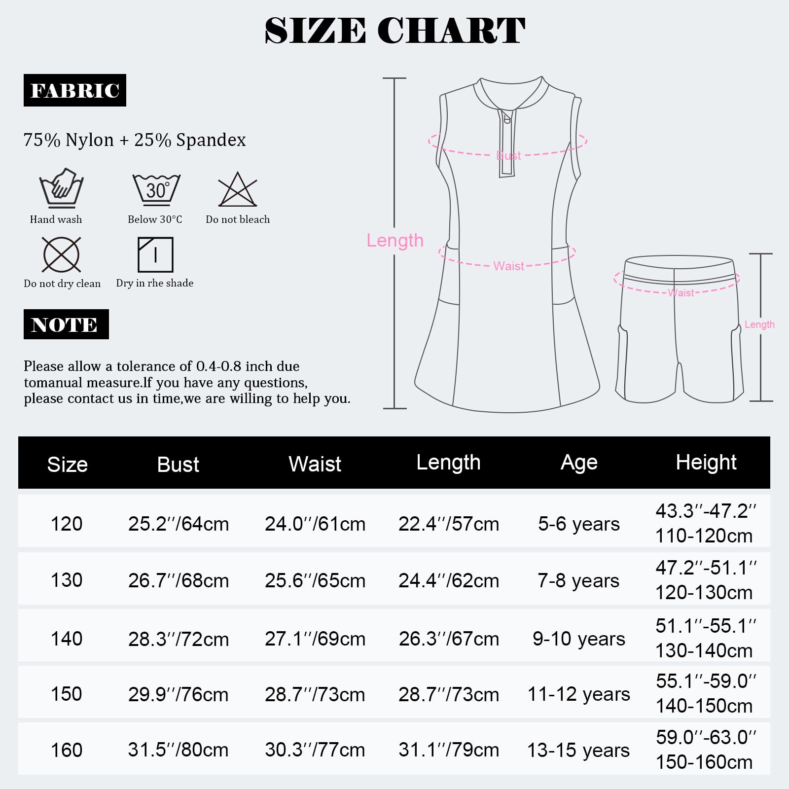 Bezioner Robe Tennis Filles Zip Robe Sport avec Short et 4 Poches Vêtements de Golf sans Manches Tenue Tennis pour Enfant