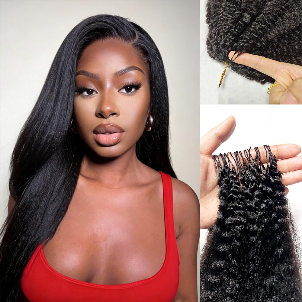 Kinky Straight Human Hair Crochet hair Knotless Pre-Separated Kinky Curly Feather Crochet Hair Extensions 100% Human Hair Natural Color 20 Inch 120g