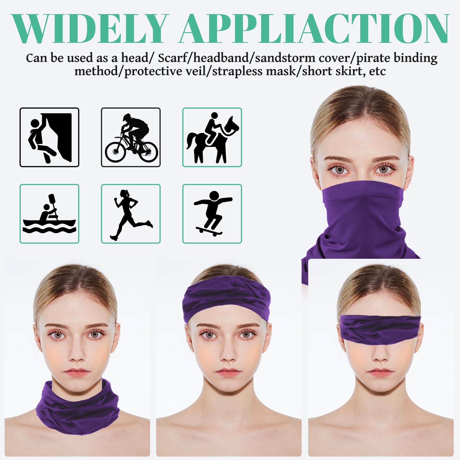 8 sztuk chusty wielofunkcyjne, elastyczne, sportowe, bezszwowe, odporne na promieniowanie UV, unisex, do jogi, biegania, wędrówek, jazdy motocyklem, jednokolorowy, Rozmiar uniwersalny