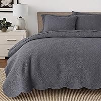 Vista 21 de Cozy Line Home Fashions - Juego de edredón de cama de algodón 100% Victoriano con medallón sólido blanco, matelassé, grabado, reversible, ligero