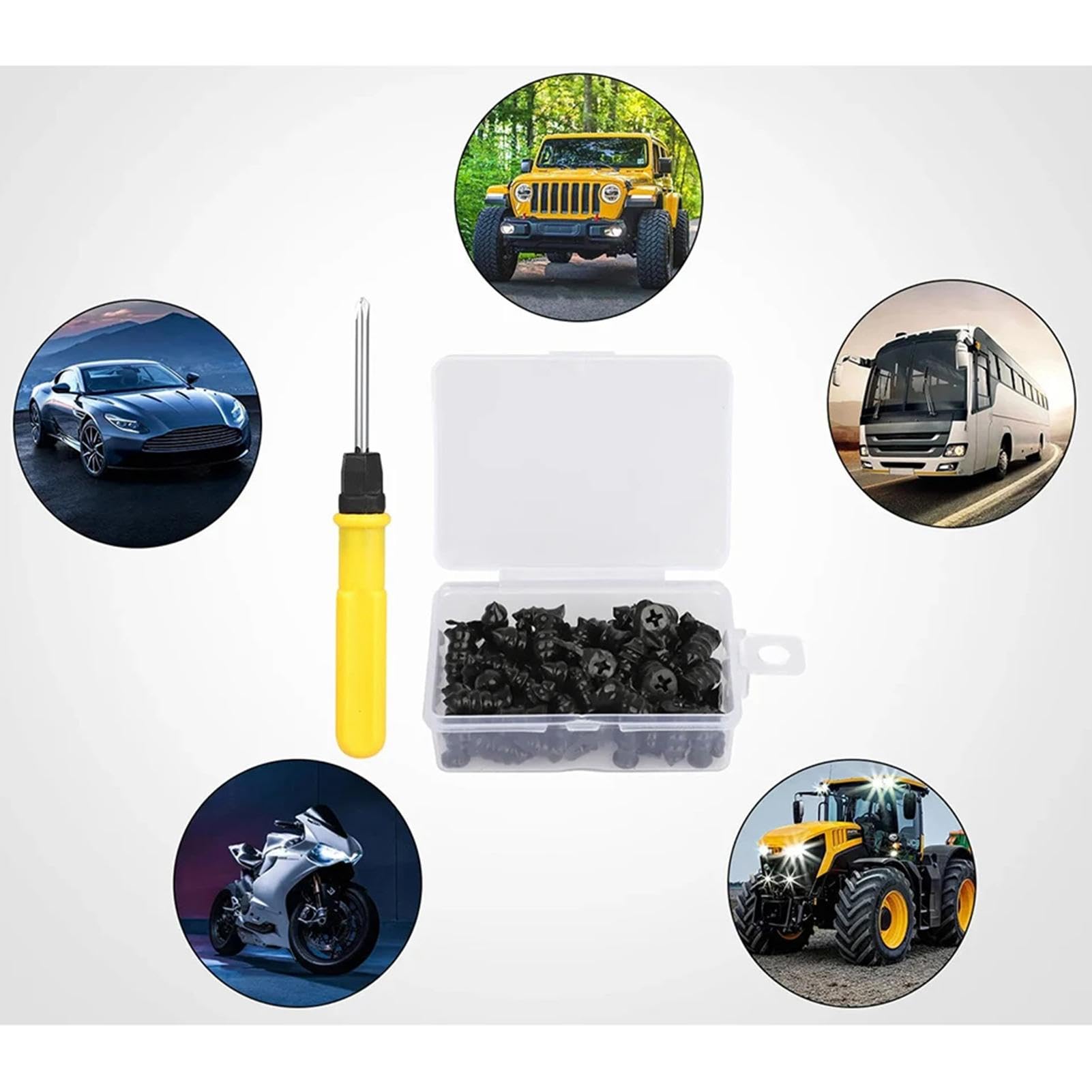 Kit De 10 Clavos De Goma Para Reparar Neumáticos (5 Grandes + 5 Pequeños) Con Destornillador – Para Coche, Moto Y Camión