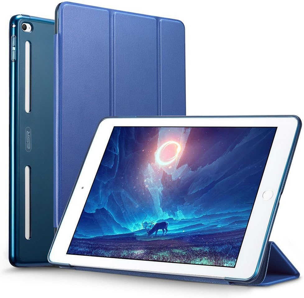 ESR Corner/Bumper Protection Smart Cover Case with Soft TPU Bumper and Auto Wake/Sleep Function for iPad Air 2/iPad 6, Ming Blue