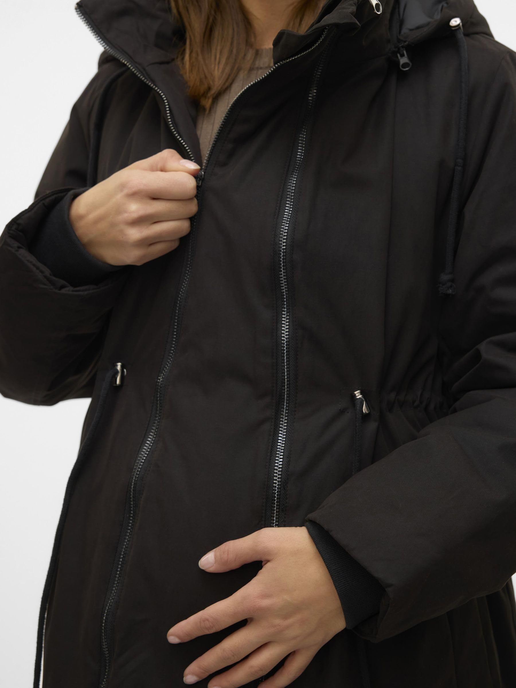 MAMALICIOUS Female Jacke Kapuze mit Kordelzug Gerippte Ärmelbündchen Mantel | Jacket