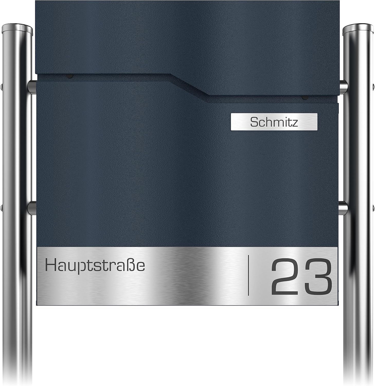 Graviers Design Buzón independiente en antracita RAL 7016 con soporte, buzón personalizado de acero inoxidable, nombre de calle, número de casa, buzón con candado, compartimento para periódicos,