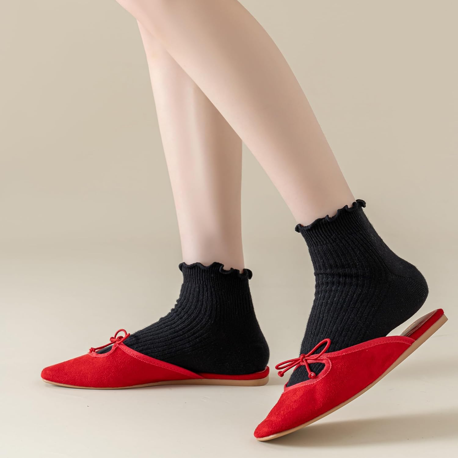 Mcool Mary Womens Ankle Ruffle Socks Casual Cotton Frilly Breathable Cute Knit Lettuce Trim No Show Socks 6 Pack - Image 7