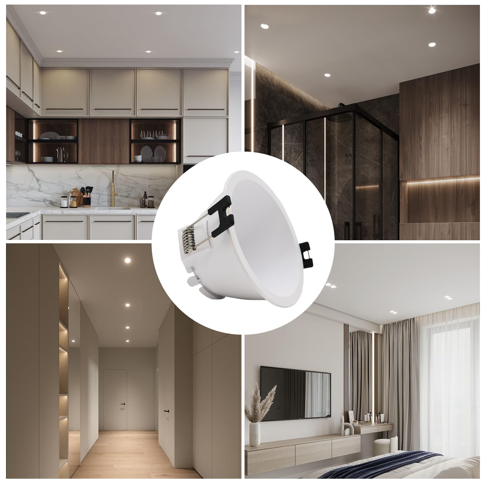 Maxled, Light is Led! Spot Encastrable Cadre 10 Pièces Ø83 mm Diamètre DU Trou Spots Plafond Luminaires Encastrables pour Ampoules GU10 Led/Halogènes Anneau pour Plafond (Rond Blanc)