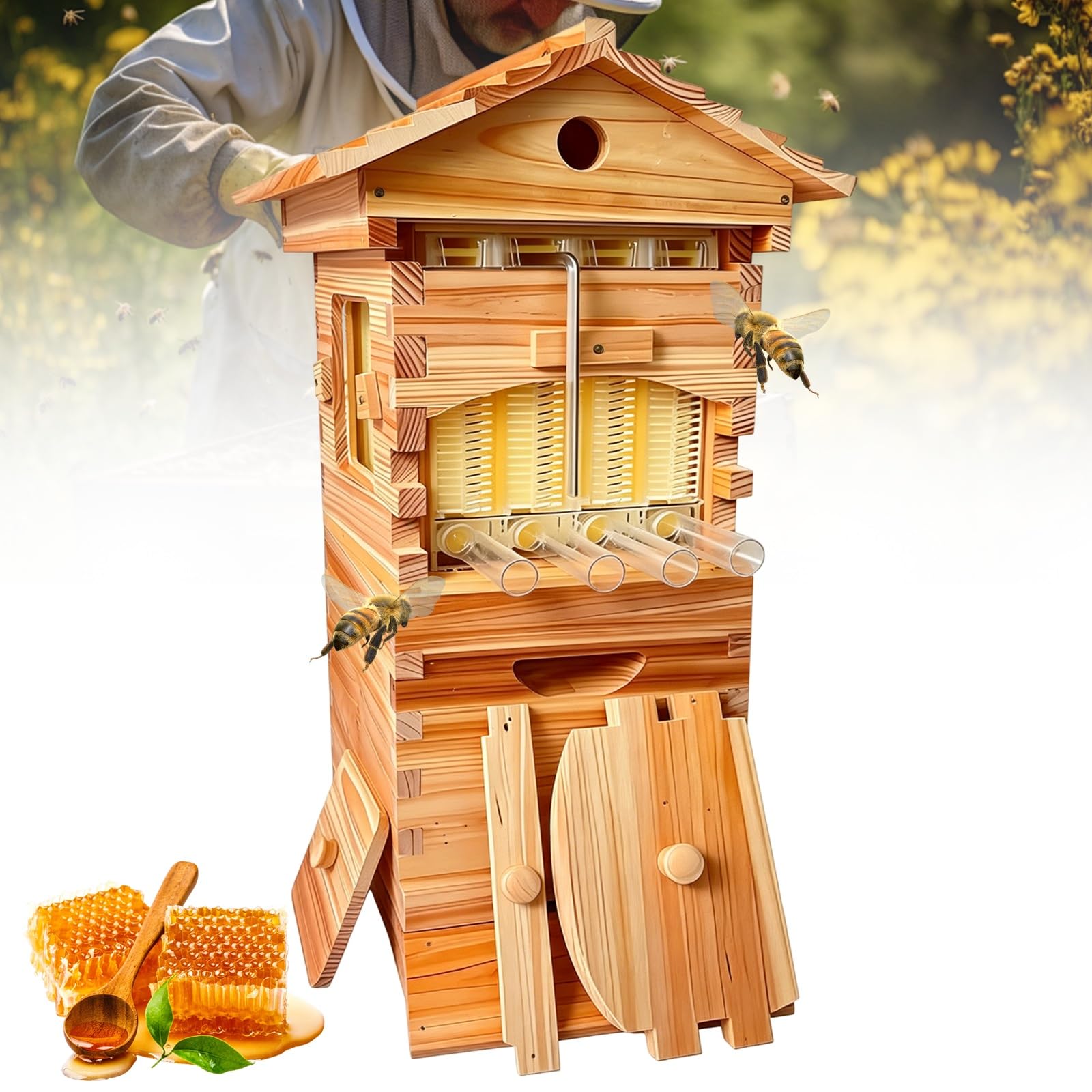 Kit D'apiculture Pour Débutants, Ensemble Complet De Ruche Cirée Avec Extracteur De Miel, Ne Dérange Pas Les Abeilles, Convient Aux Débutants