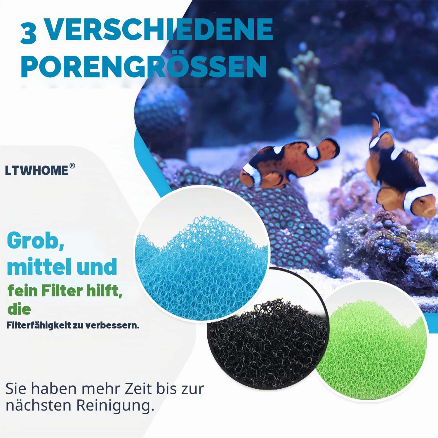 Aquarien Filter Filtermaterial Schwammpad Schaumstofffilter, übergroßes Filterpad kann zugeschnitten Werden 25" X 18" (Pack of 1 Set)