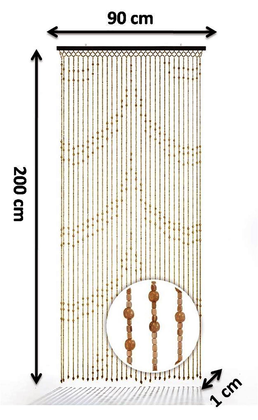 Kobolo Türvorhang Perlenvorhang Samara 31 Stränge 90x200 - Sichtschutz Balkon und Terrasse