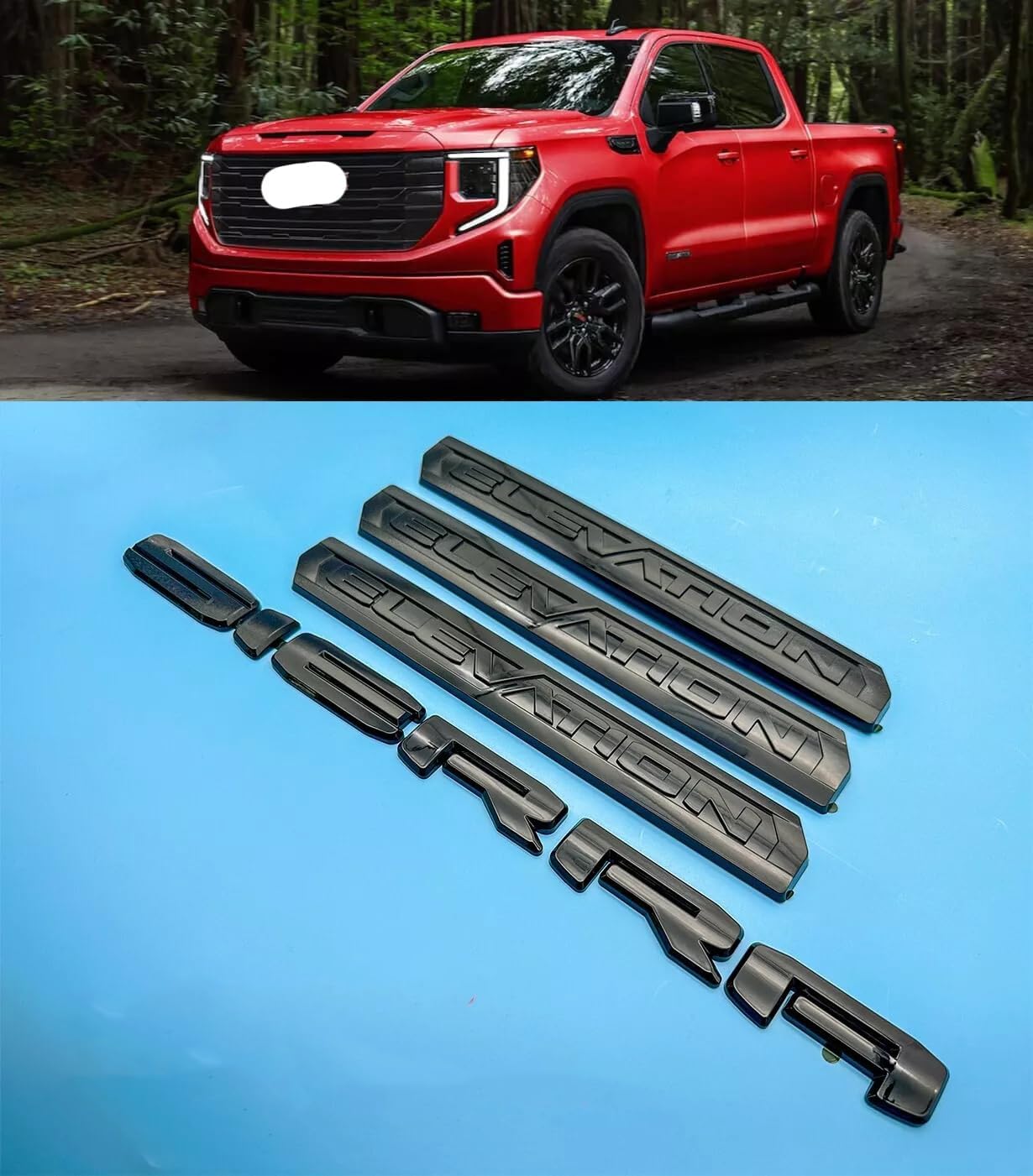4PCS Elevation Sierra 4x4 Overlay Emblem 3D Door Rear Badge Letter Nameplate Replacement for 2019+ Sierra 1500 (Overlay Emblem Gloss Black)