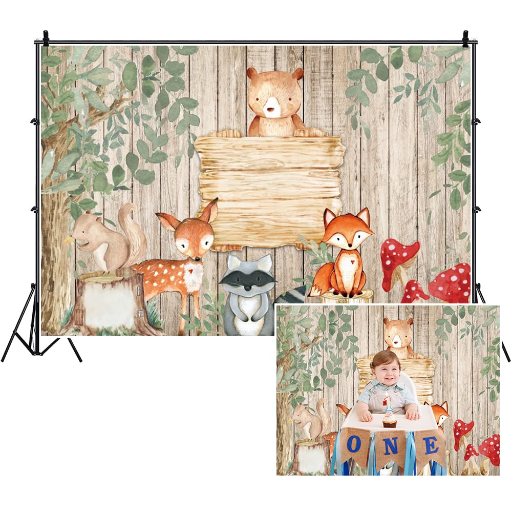 Renaiss 3x2m Fondo de Tablero de Madera de Animales de la Selva Fondo de cumpleaños para niños para fotografía Niño o niña Fiesta de Bienvenida Baby Shower Decoración Accesorios de Estudio — view 2