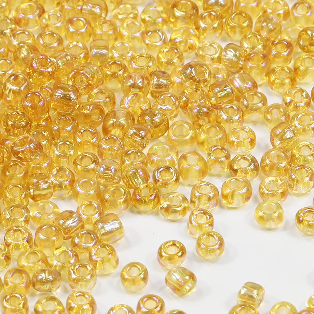 Tibaoffy Transparent Light Gold Colorful Beads Size 6/0 Crafts Glass Seed Beads 4mm for Jewelry Making (Total About 100g About 1200pcs) โ image 1