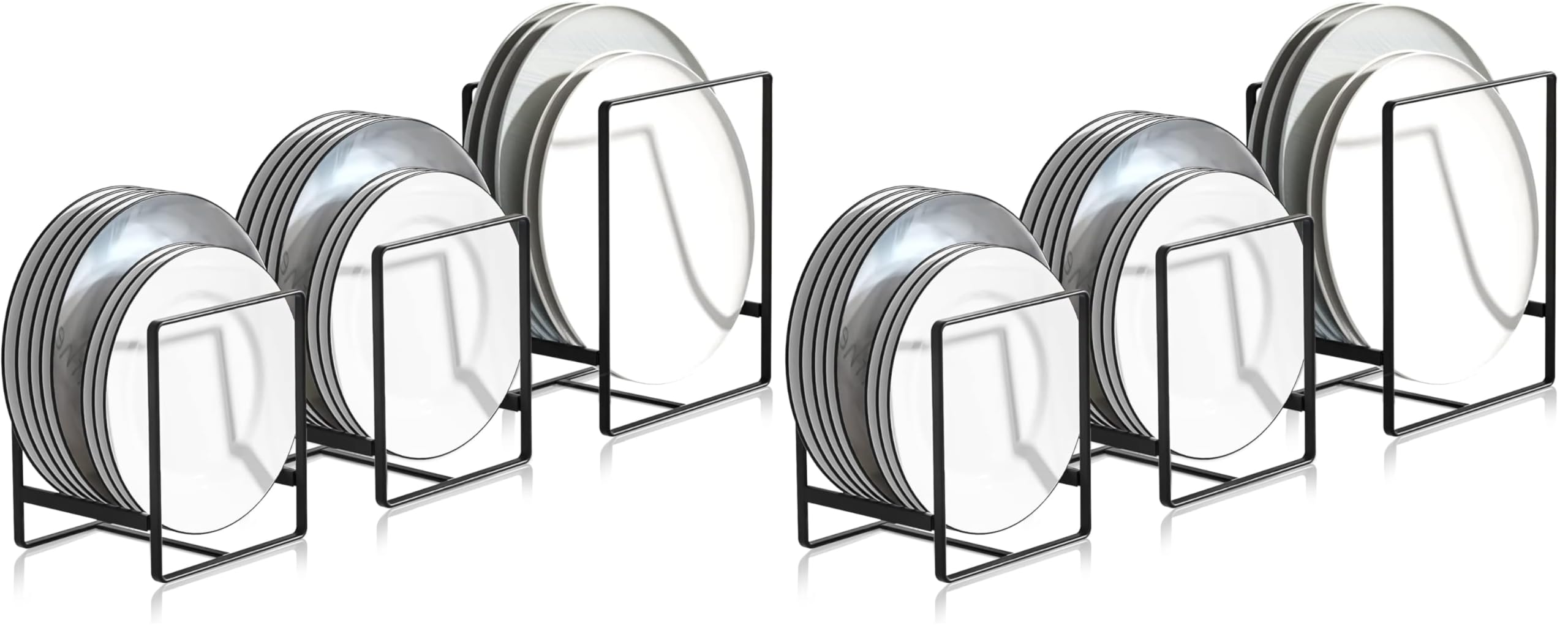 3 STK Abtropfgestell Geschirr, Tellerhalter, Metall Multifunktion Organizer, Geeignet für Küchen Aufbewahrungsplatten Geschirr & Topfdeckel (Packung mit 2)