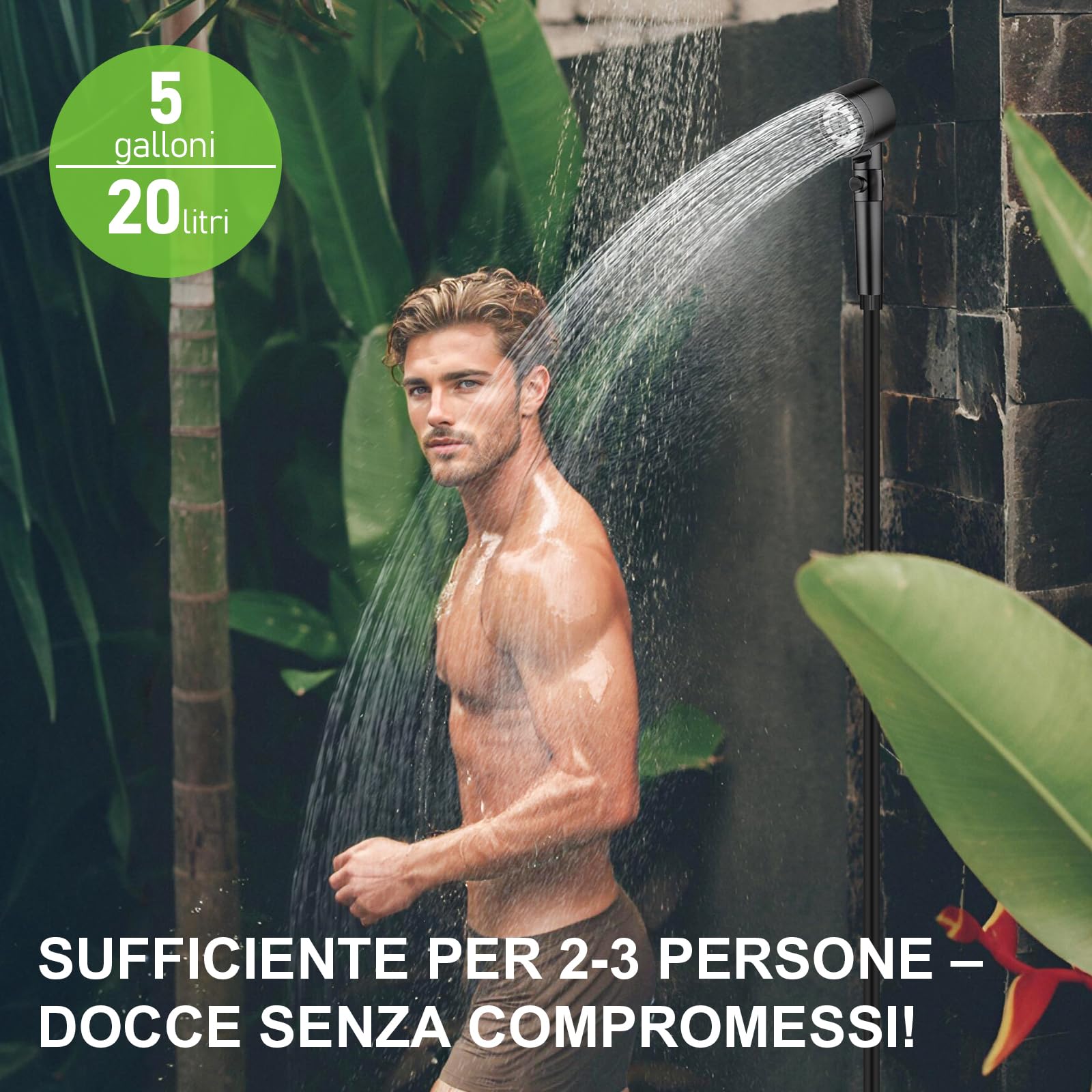 20L Doccia da Campeggio con Pompa ad Aria a Pedale, Doccia Portatile Solare Borsa con Pratico Ugello per Campeggio, Escursionismo e Spiaggia
