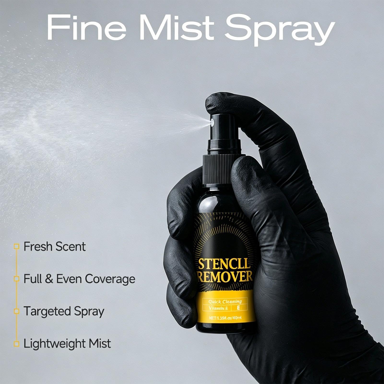 Tattort Reiniger 40 Ml Mit Sprühkopf - tattooStencil Remover, Zur Sanften Entfernung Falsch Angebrachter Stencils Auf Der Haut, Stencil Schablonen Eraser