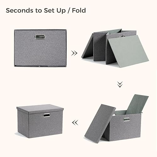 Miniatura 7 de Contenedores de almacenamiento con tapa, canastas organizadoras de almacenamiento plegables de tela para armario, hogar, oficina, guardería, paquete