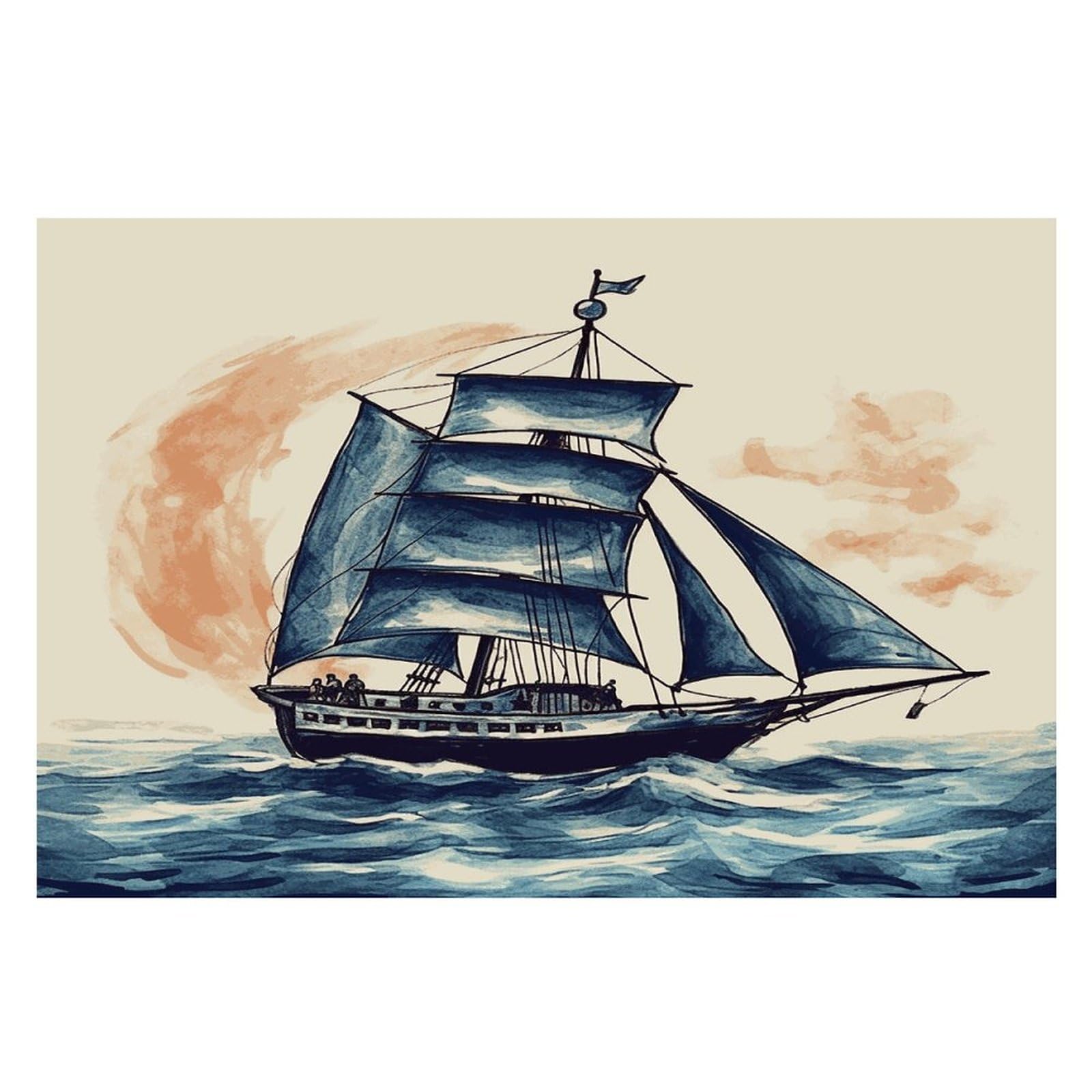 Nautical Sailboat Placemats Wipeable Heat Resistant Table Mats Washable Flax Place Mats Elegant Cloth Non-Slip Placemat for Kitchen Dinning Party Table Decor 12 * 18 in