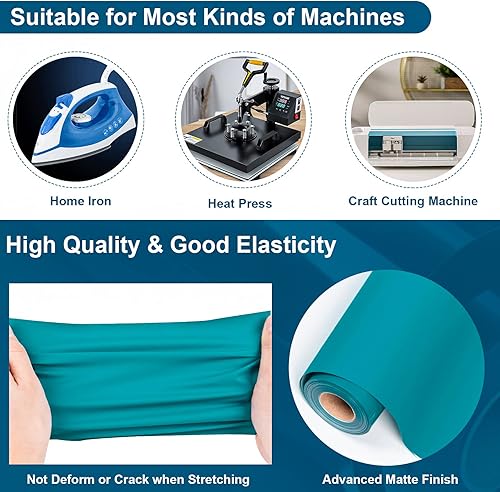 Miniatura 3 de VINYL FROG Rollos de vinilo de transferencia de calor color crema, vinilo crema para planchar de 12 x 25 pies para Cricut y Cameo, rollo de vinilo