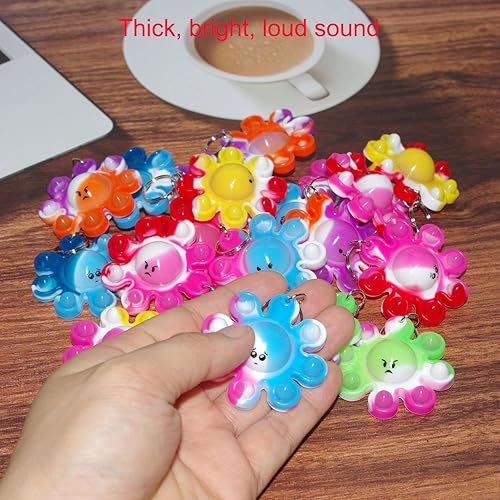 Miniatura 6 de Goodangie00 Paquete de 20 llaveros antiestrés de burbujas para apretar y pulpo de arcoíris, regalo para vacaciones, niños, niñas, recuerdos de