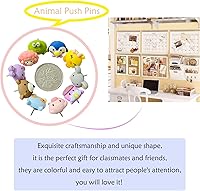 Vista 3 de 30 piezas de alfileres de empuje decorativos con forma de animales, tachuelas lindas de animales para tablero de corcho, pared de fotos, mapa