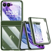 Transparent Case for Motorola Razr 50 Ultra with Built-in Screen Protector & Hinge Protection, Luxury Crystal Clear Hard PC Plating Slim Shockproof Cover for Motorola Razr+ 2024 Green
