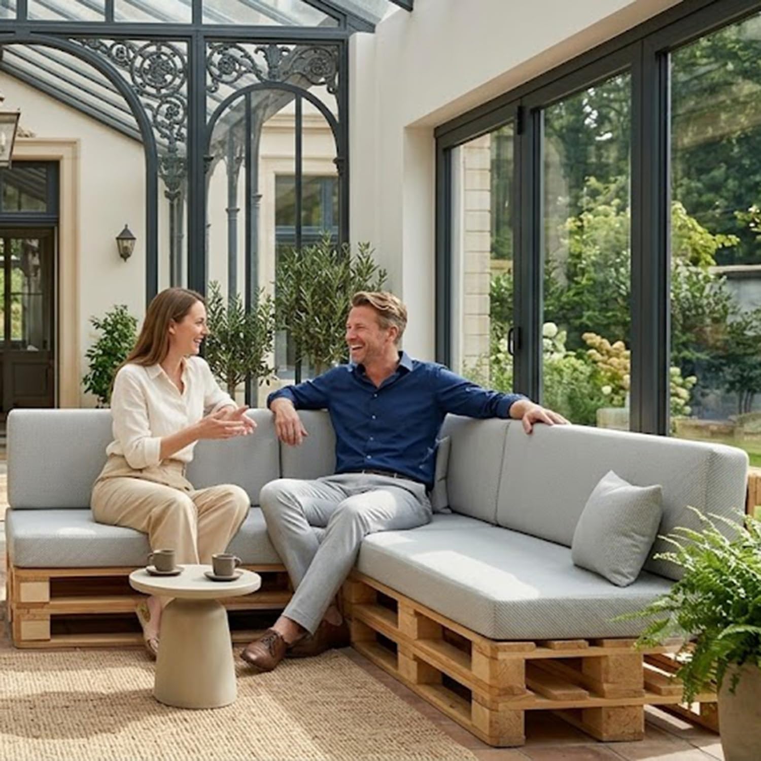 Housse de Coussin pour Palette de Rechange 120×60 120×80 120×40, Revêtement Extérieur Imperméable pour Canapé de Jardin, Assise et Dossier Incliné avec Zip Invisible, DIY(Gris,Seat 70x120cm)