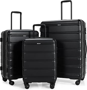 review Goplus 3 Piece Luggage Set, Expandable Spinner Suitcase w/TSA Lock, 360° Double Wheels & Retractable Telescoping Handle, Lightweight PC Hard Case Luggage, 20in, 24in, 28in