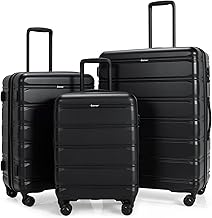 Goplus 3 Piece Luggage Set, Expandable Spinner Suitcase w/TSA Lock, 360° Double Wheels & Retractable Telescoping Handle, Lightweight PC Hard Case Luggage, 20in, 24in, 28in