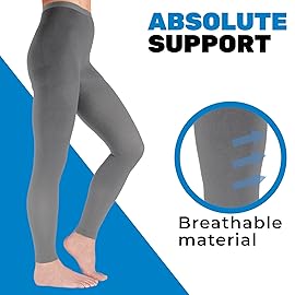ABSOLUTE SUPPORT Compression Opaque Footless Support Leggings for Women 20-30mmHg | For Post Surgery Recovery, Edema, Diabetic and Leg Pain - Gray, Small - A717GR1