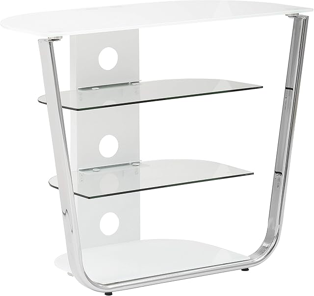 MAJA Möbel TV and HiFi Rack, Metal Chrome-White Glass, 80,9 x 67,1 x 40 cm