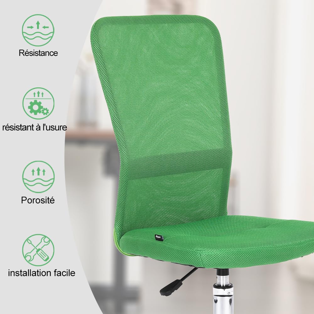 Sedia Da Ufficio Mingone Senza Braccioli - Rete Traspirante, Regolabile In Altezza, Girevole, Portata 150 Kg, Nero