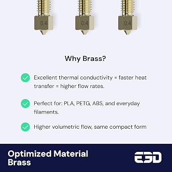 Genuine E3D High Flow Prusa Nozzle for MK4/XL 3D Printer (Brass, 0.4mm)