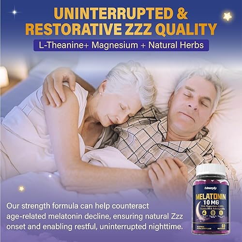 Miniatura 5 de Gomitas de melatonina de 10 mg de 20 mg para adultos, 10 mg de melatonina por gomita con magnesio, L-teanina, GABA, vitamina B6 y Ashwagandha, apoya