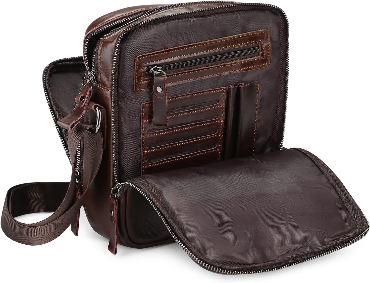 STILORD Björn Kleine Schoudertas Heren Leer Crossbody Bag Handtas voor Mannen Vintage Handtas Mini Messenger Bag van Echt Leer Kleur:cognac - donkerbruin