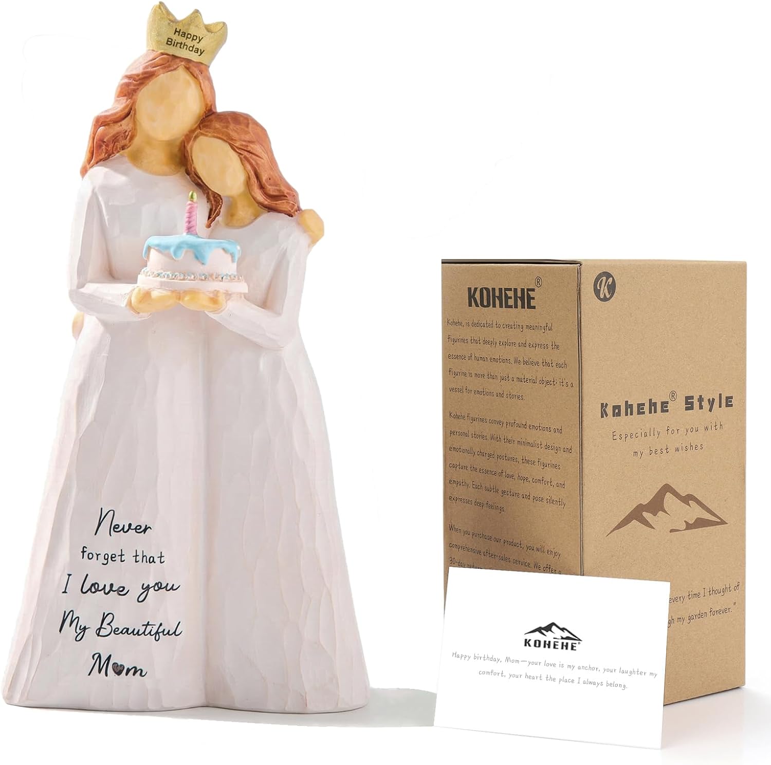Kohehe Mom Birthday Gifts, Meaningful Birthday Gifts for Mom from Daughter, 5.5” Handmade Resin Mother Daughter Figurine, Unique Mother Birthdays Gift Ideas
