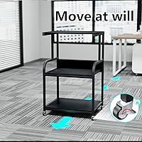Vista 4 de EasyCom Printer Stand- Large 3 Tier Sofa Side Table with Wheels- Industrial Printer Storage Cart- Modern Night Stands with Storage Shelf for Living