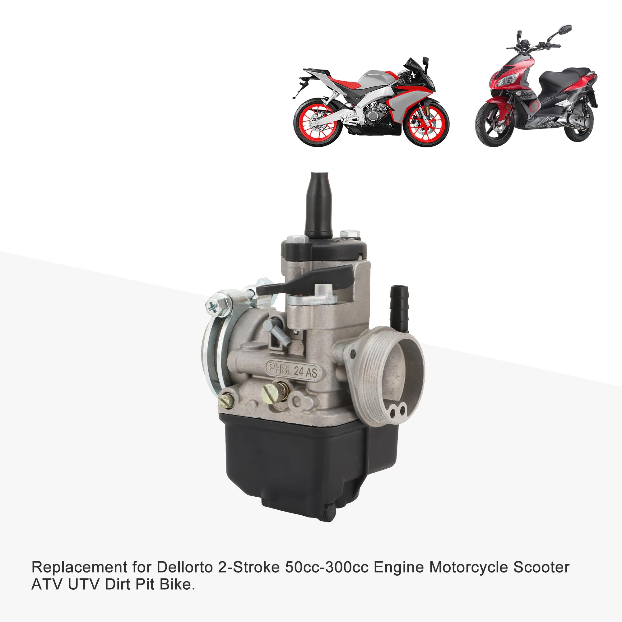 GOOFIT Carburador 24mm Phbl 24as Reemplazar Para Dellorto 2-Stroke 50-300cc Engine Scooter ATV UTV Dirt Pit Bike