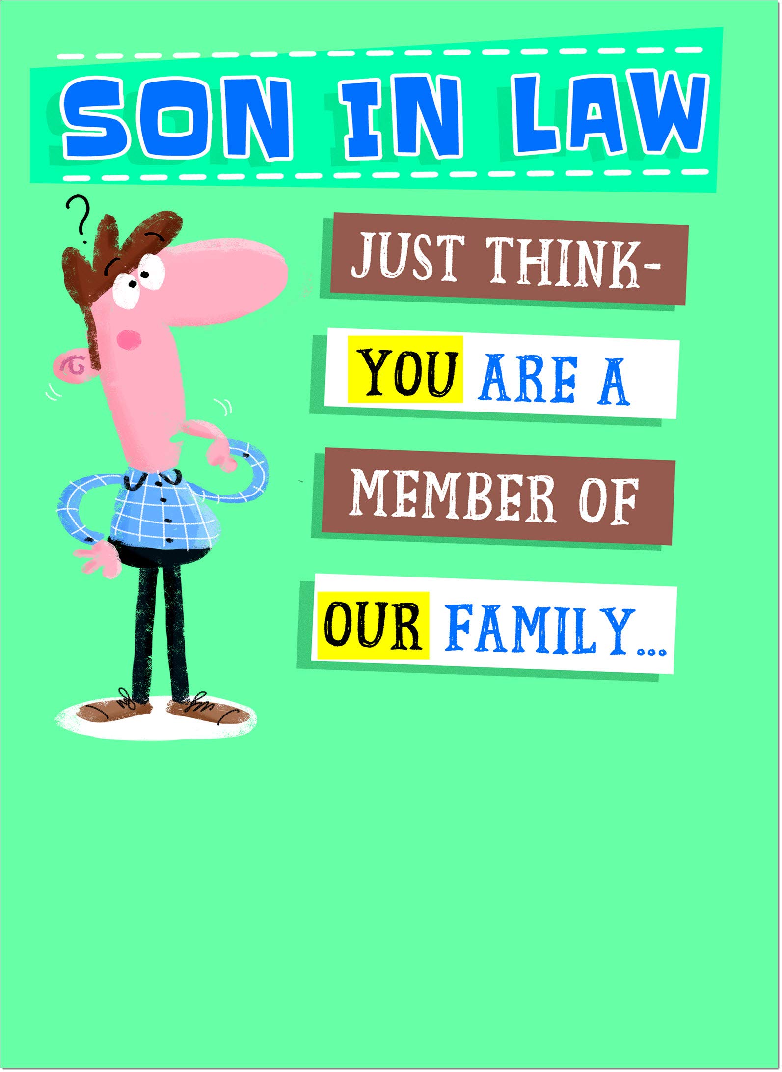 doodlecards Funny Son in Law Birthday Card Medium Size with Plain ...