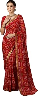 SIRIL Women's Geometric Printed Georgette Saree with Unstitched Blouse Piece
