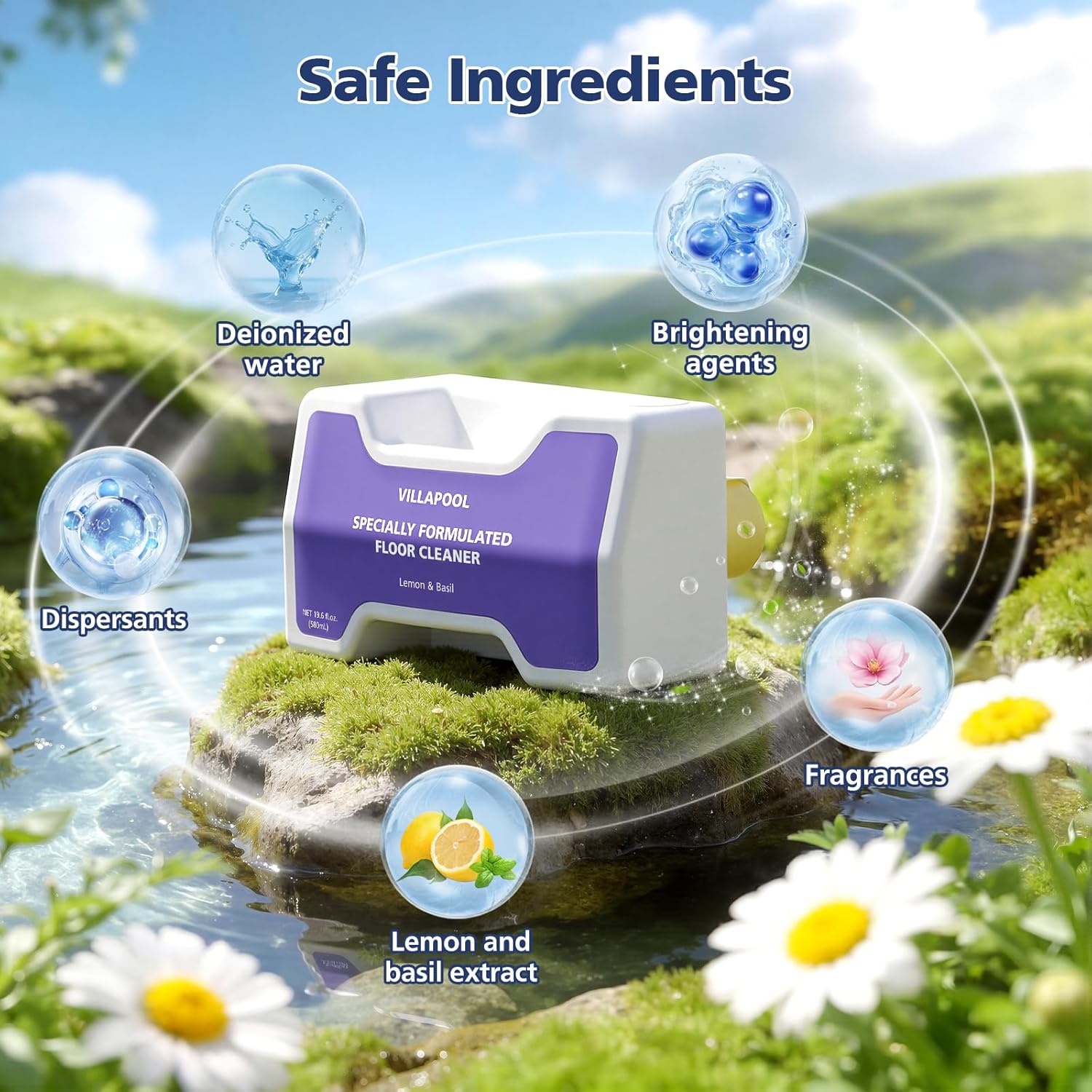 Cleaning Solution Compatible with NARWAL Robot Freo Z Ultra/Freo Z10 /Freo Z10 Ultra Vacuum and Mop, Multi-Surface Floor Detergent Cleaner, 580mL, 2 Pack