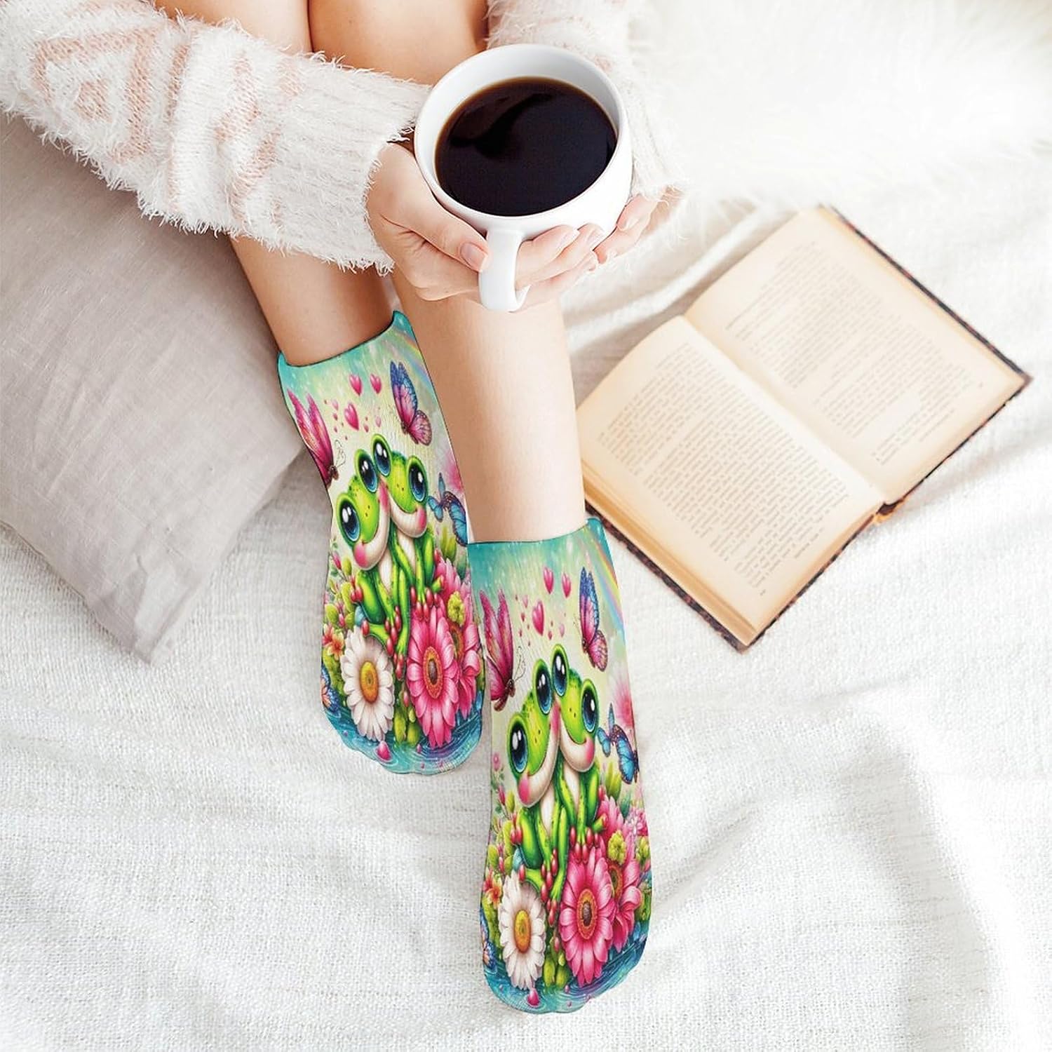 Frog Couple 5Pairs Low Cut Ankle Socks for Women No Show Casual Breathable Athletic Socks for Sport