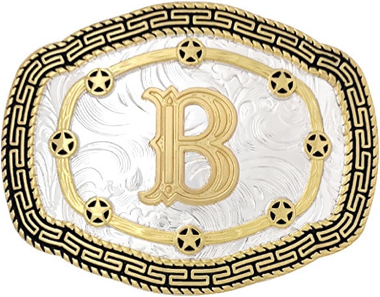 Large Golden Initial Belt Buckle Western Cowboy Belt Buckle with Letter ABCDMRJ to Z for Men Women Boys Girls
