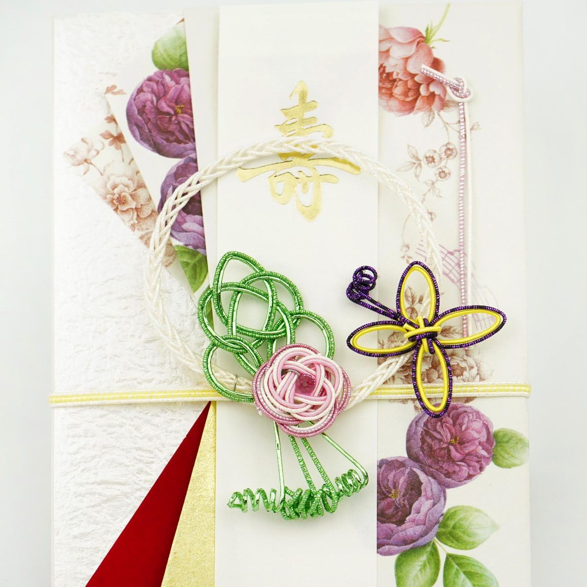 Frontia Shugi-Bukuro Japanischer traditioneller Geldumschlag für Hochzeit Washi Blume Kristall Mizuhiki handgefertigt Japan Import