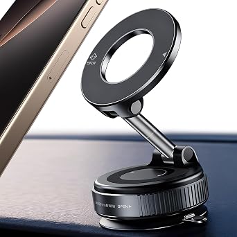 ONHAWKAS Magnetic Phone Holder for Car with Upgraded Vacuum Suction Base, N52 Powerful Magnet, 360 Rotation & 180 Tilt Adjustable Dashboard & Windshield Mount, Universal Hands-Free Car Accessory