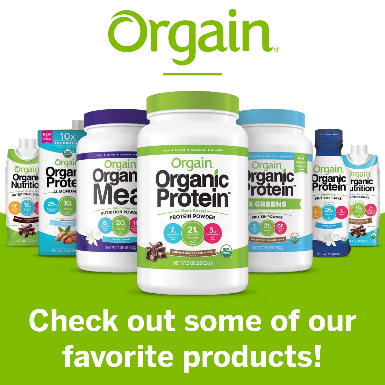 Orgain Organic Plant Based Protein Powder, Vanilla Bean - Vegan, Low Net Carbs, Non Dairy, Gluten Free, Lactose Free, No Sugar Added, Soy Free, Kosher, Non-GMO, 2.03 Pound (Packaging May Vary)