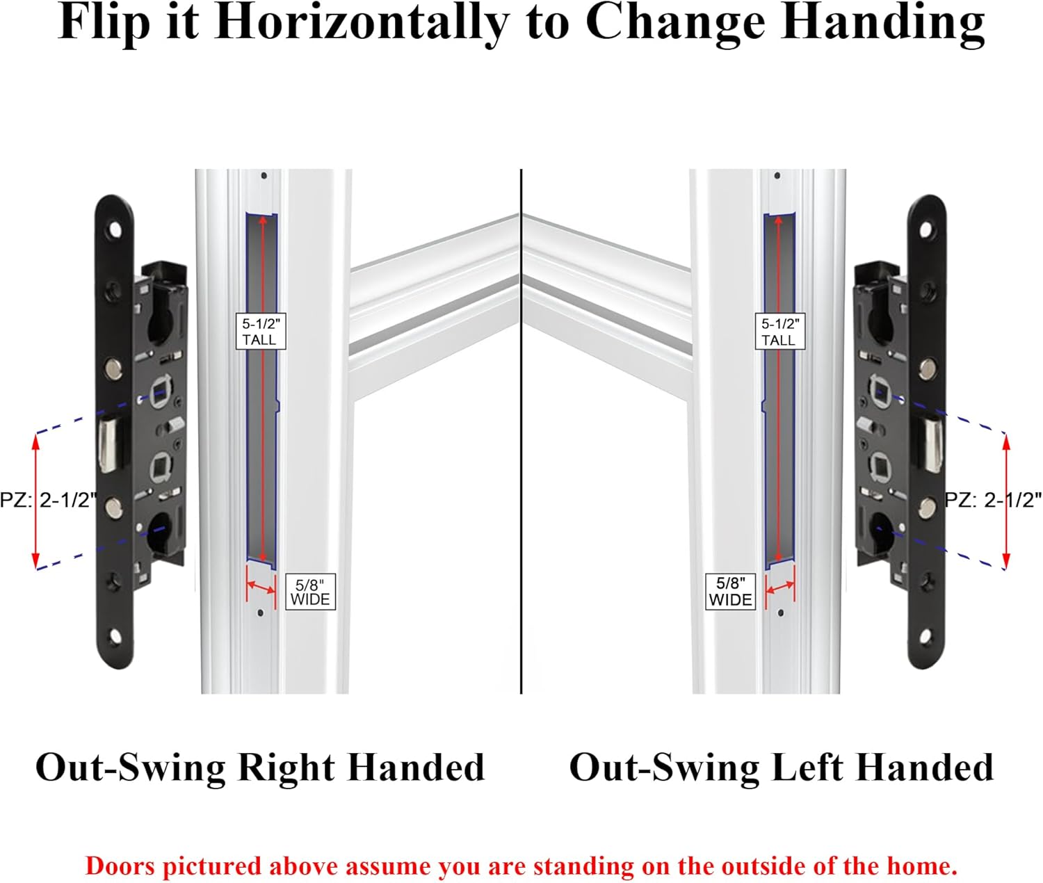 2 Point Bolt Mortise Lock Replacement Fits for Pella Storm Doors ONLY, 2-1/2" Handle PZ, 7/8" Backset, 7-1/4" Faceplate Screw Hole Centers, Bolts Spaced at 2-1/2", Non-Handed, Black