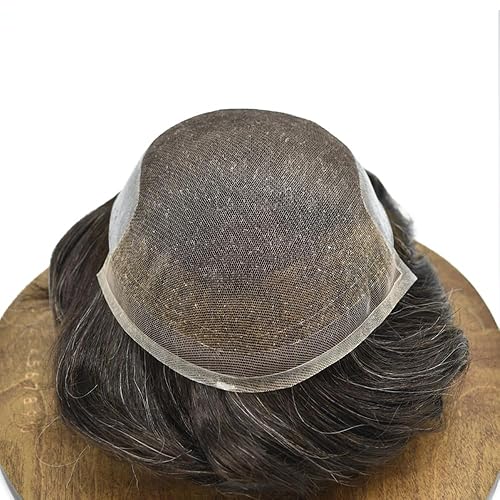 Miniatura 10 de Tupé para hombres de cabello humano para hombre, tupé con encaje frontal suave francés para hombre, extensiones de cabello con nudos blanqueados,