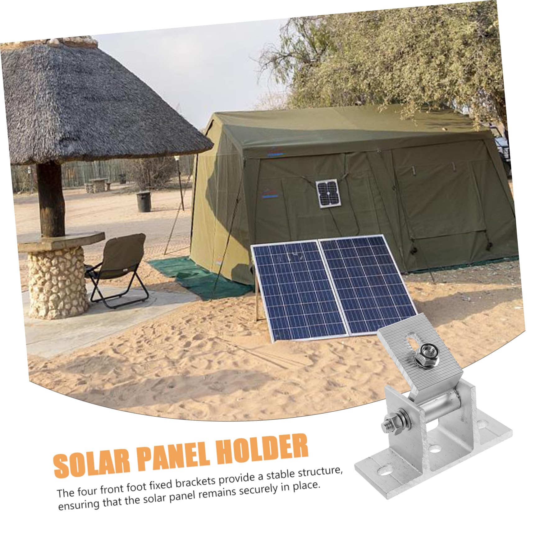 Soporte de Montaje para Panel Solar Ajustable 4 Piezas Aluminio | Estructura Estable, Incluye Almohadillas de Goma y Tornillos de Madera, Formato en Bolsa
