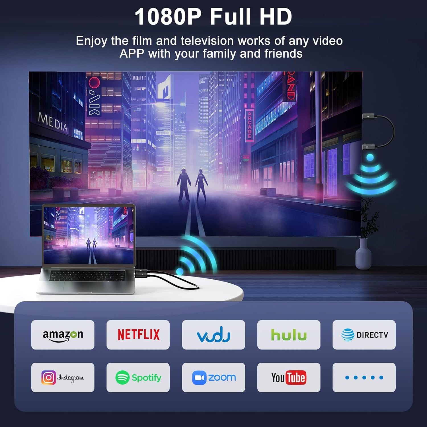 Wireless HDMI Transmitter and Receiver 4K Decode 1080P Output, HDMI Wireless Extender, Plug & Play, Support 2.4/5GHz for Streaming Video and Audio to Monitor from Laptop/Pc/Tv Box (Black)